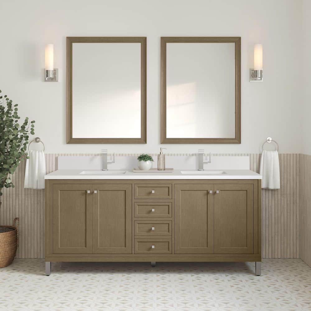 James Martin Vanities Chicago 71.9 in. W x 23.3 in. D x 32.6 in. H Double Bath Vanity Cabinet Without Top in Walnut Whisper (1)