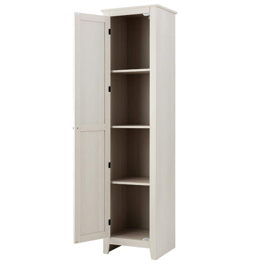 Volenca Tall Slim Bathroom Linen Tower Storage Cabinet with Shelf (3)