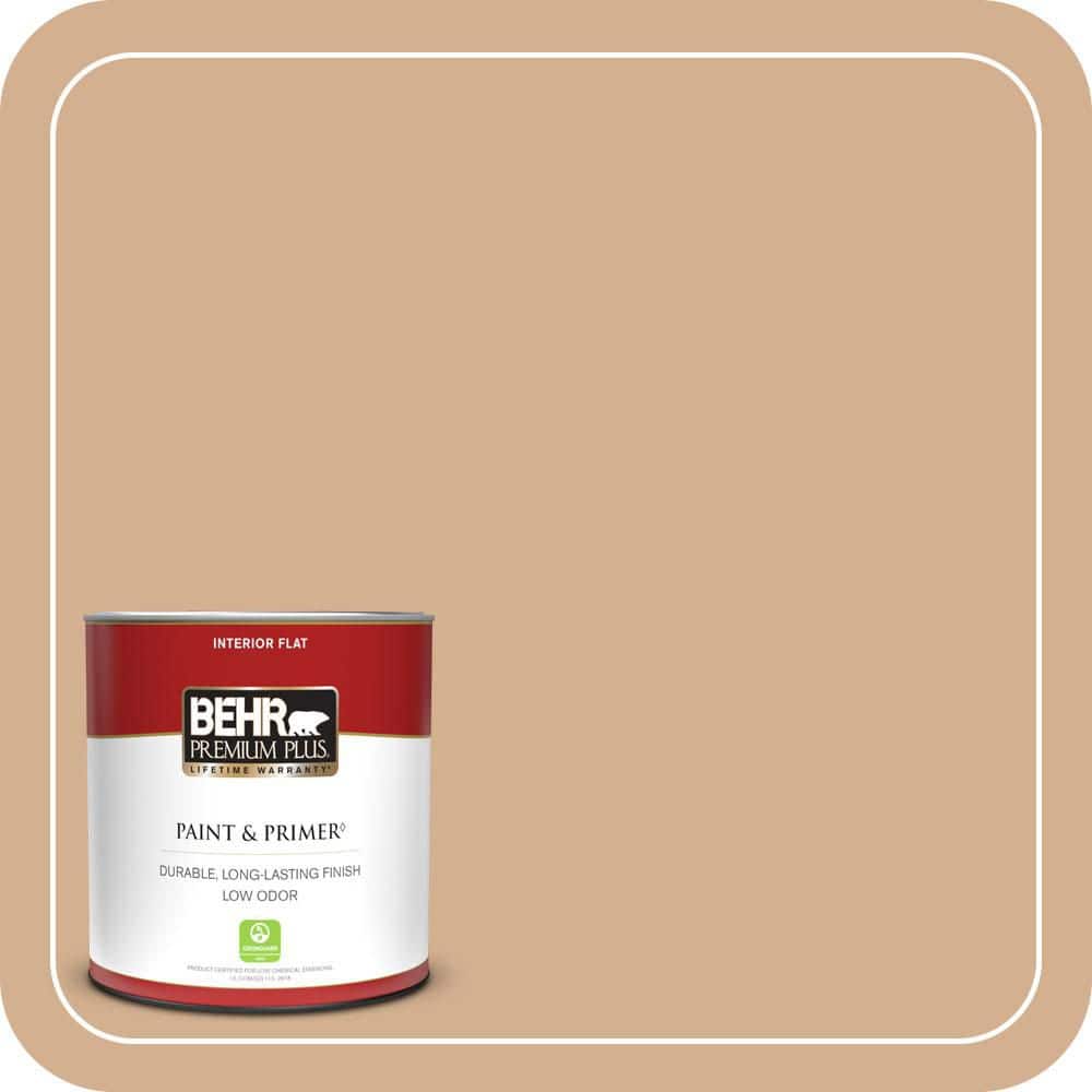 BEHR PREMIUM PLUS 1 qt. #MQ2-04 Butterscotch Amber Flat Low Odor Interior Paint & Primer