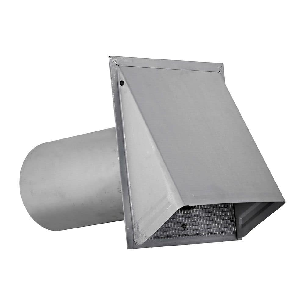 Lambro 8 in. 26-Gauge Paint-Grade Galvanized Fresh Air Intake Vent with Wire Mesh Screen and 11 in. Pipe in Gray (2)