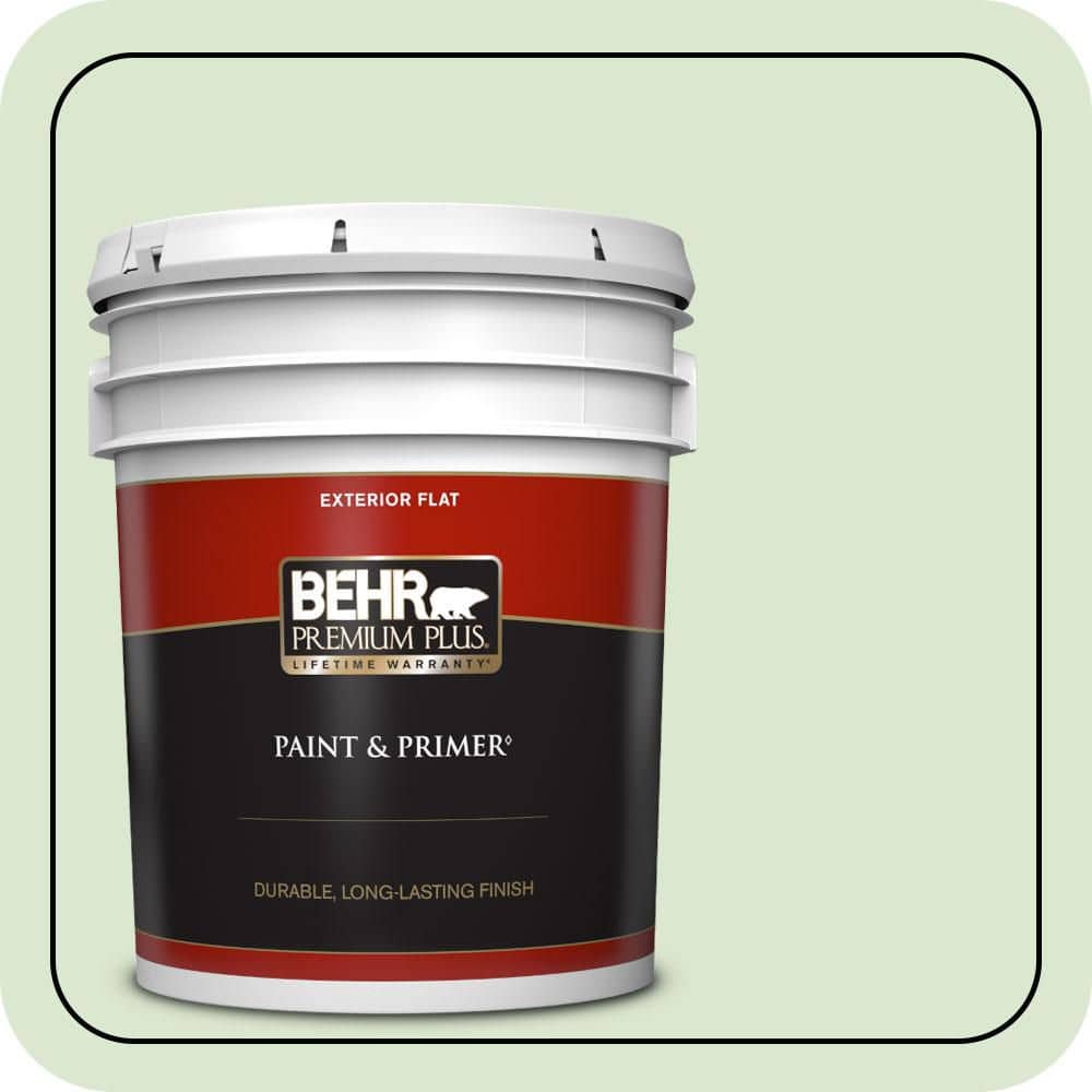 BEHR PREMIUM PLUS 5 gal. #T12-18 Minty Frosting Flat Exterior Paint & Primer