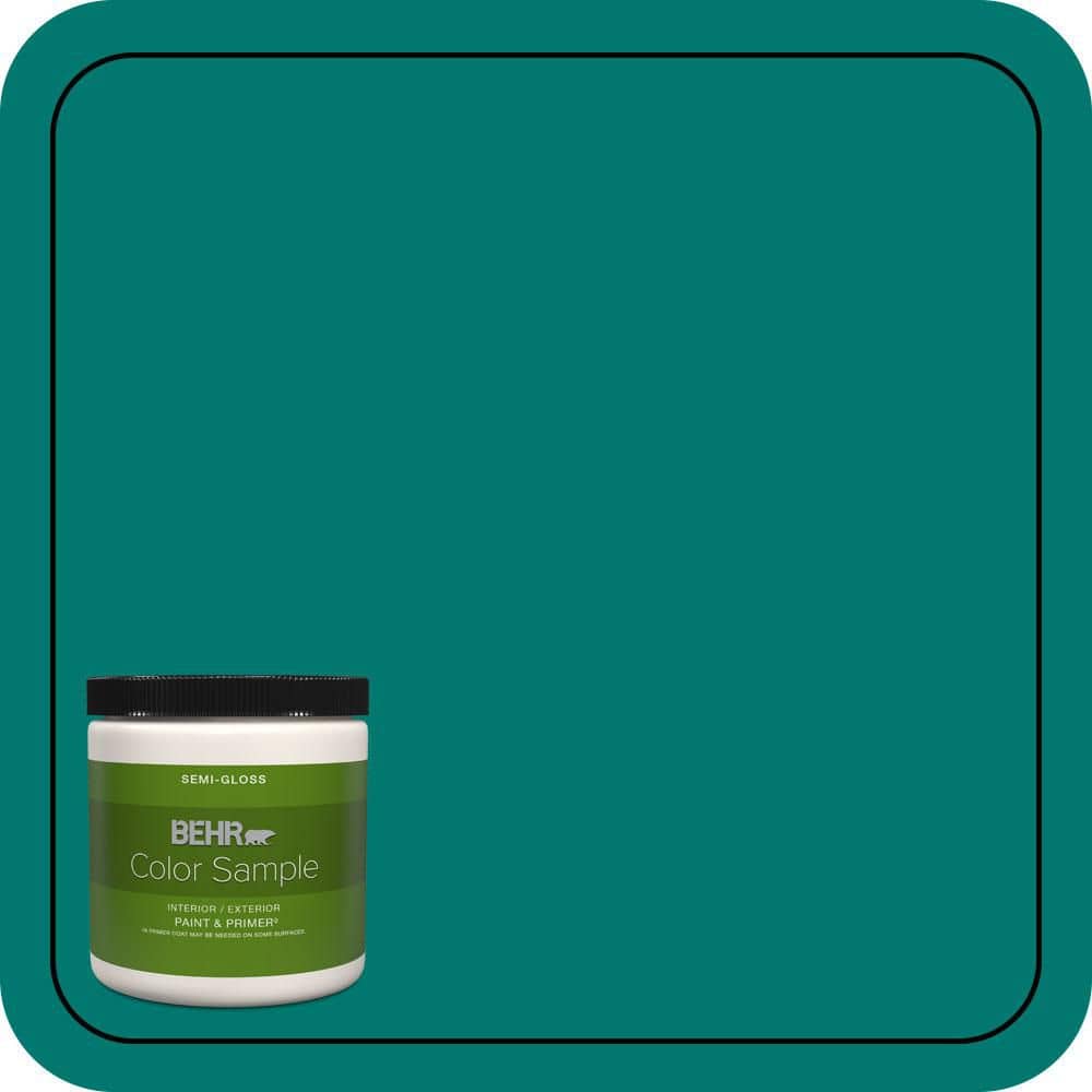 BEHR PREMIUM PLUS 8 oz. #490B-7 Mermaid Harbor Semi-Gloss Interior/Exterior Paint & Primer Color Sample