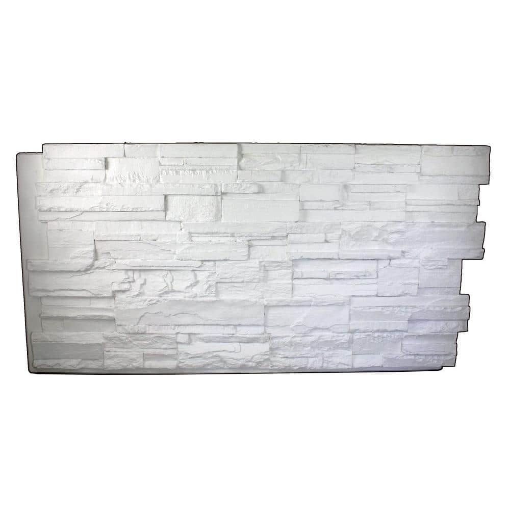 TRITAN BP Earth Valley Faux Stone 48-3/4 in. x 24-3/4 in. Faux Stone Siding Panel Coconut White Urethane Interlocking Panel