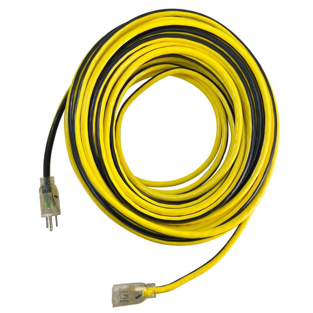 Husky VividFlex 50 ft. 12 / 3 Heavy Duty Indoor/Outdoor Extension Cord with Lighted End, Yellow (3)