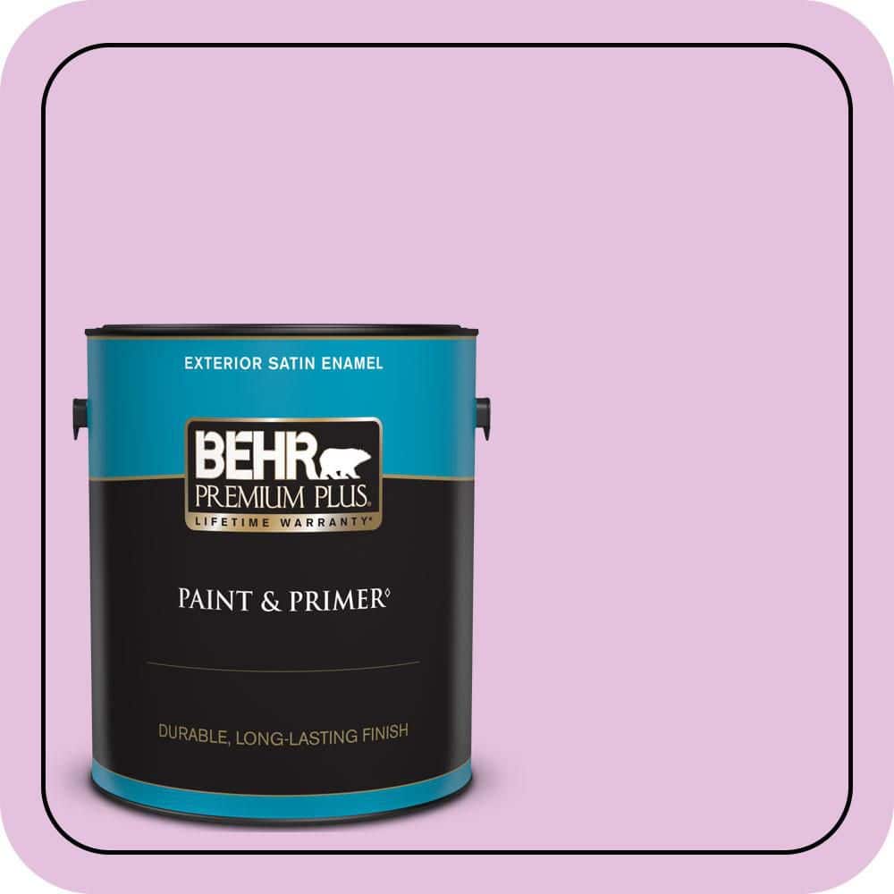 BEHR PREMIUM PLUS 1 gal. #P110-2 Girl Talk Satin Enamel Exterior Paint & Primer