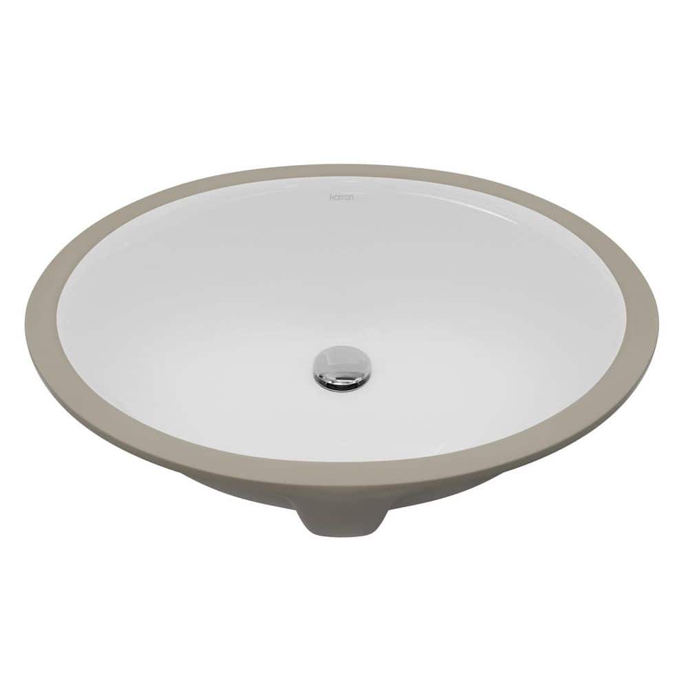 Karran Valera 18-1/8 in. x 15 in. Oval Undermount Vitreous China Bathroom Sink in White (1)