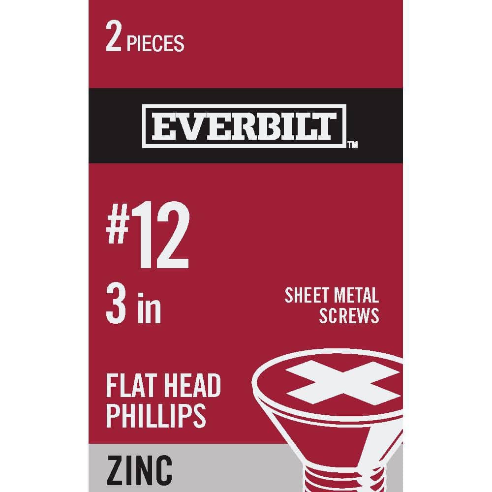 Everbilt #12 x 3 in. Phillips Flat-Head Sheet Metal Screws (2 per Pack) (1)