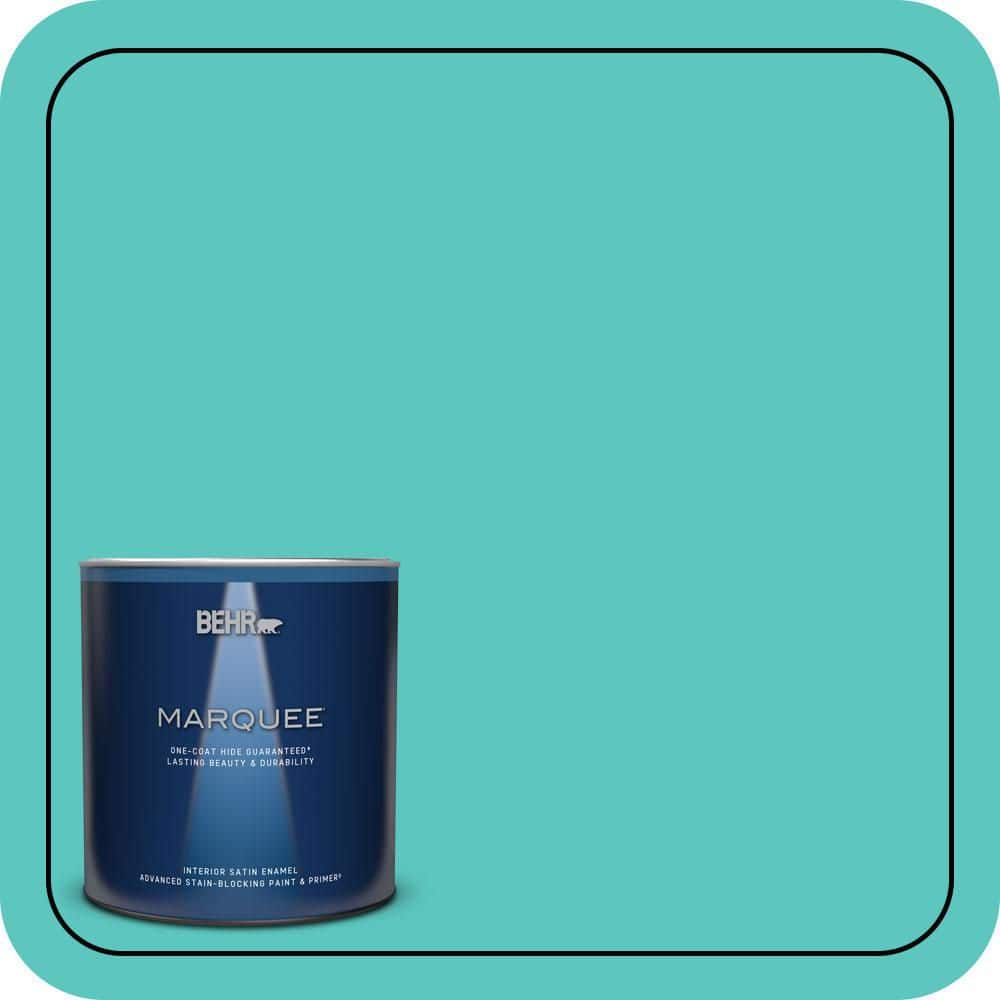BEHR MARQUEE 1 qt. #490B-4 Sea Life Satin Enamel Interior Paint & Primer