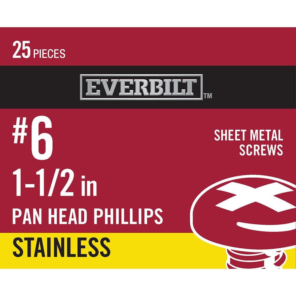 Everbilt #6 1-1/2 in. Phillips Pan-Head Sheet Metal Screws (25-Pack)