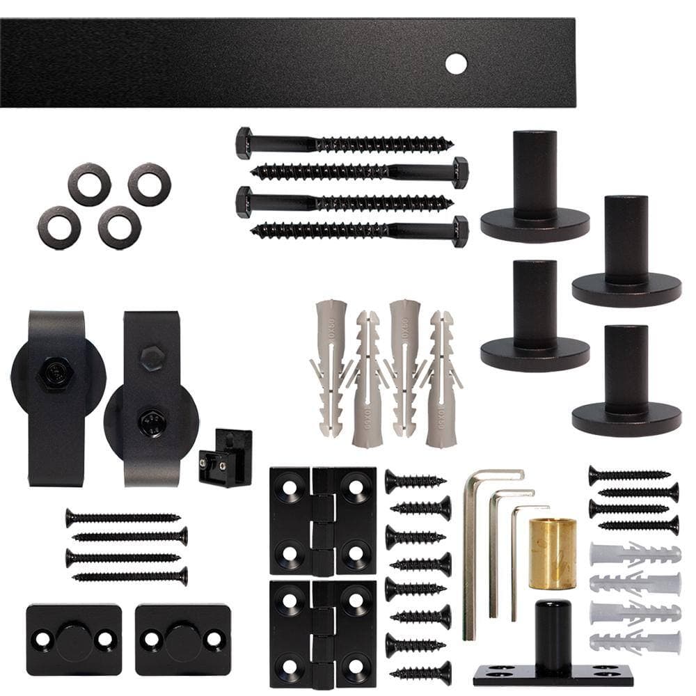Quiet Glide 51 in. Black Single Bi-Fold Top Mount Sliding Barn Door Track and Hardware Kit (2)