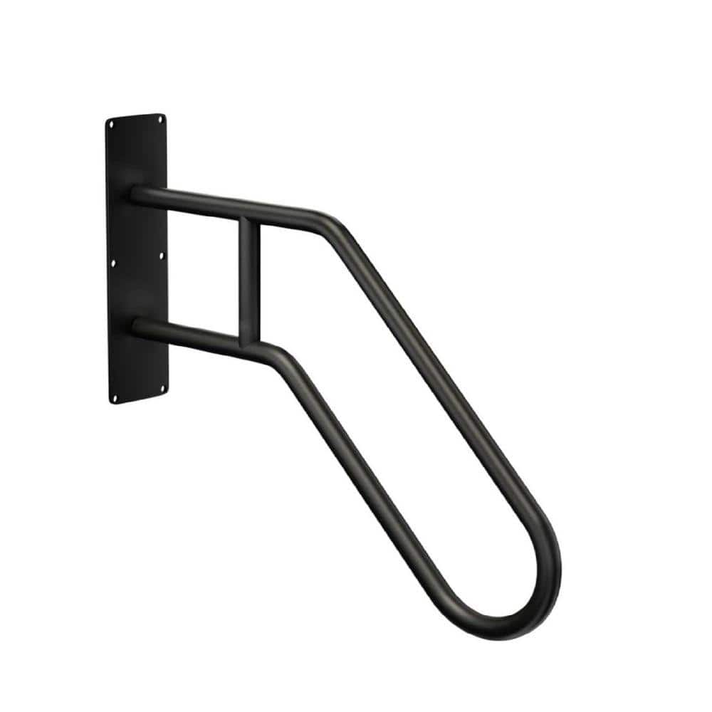 KIWDZFU 1.9 ft. U-Shaped 1-3 Steps Black Metal Handrail, Wall-Mounted Safety Rail for Indoor and Outdoor Stairs (3)
