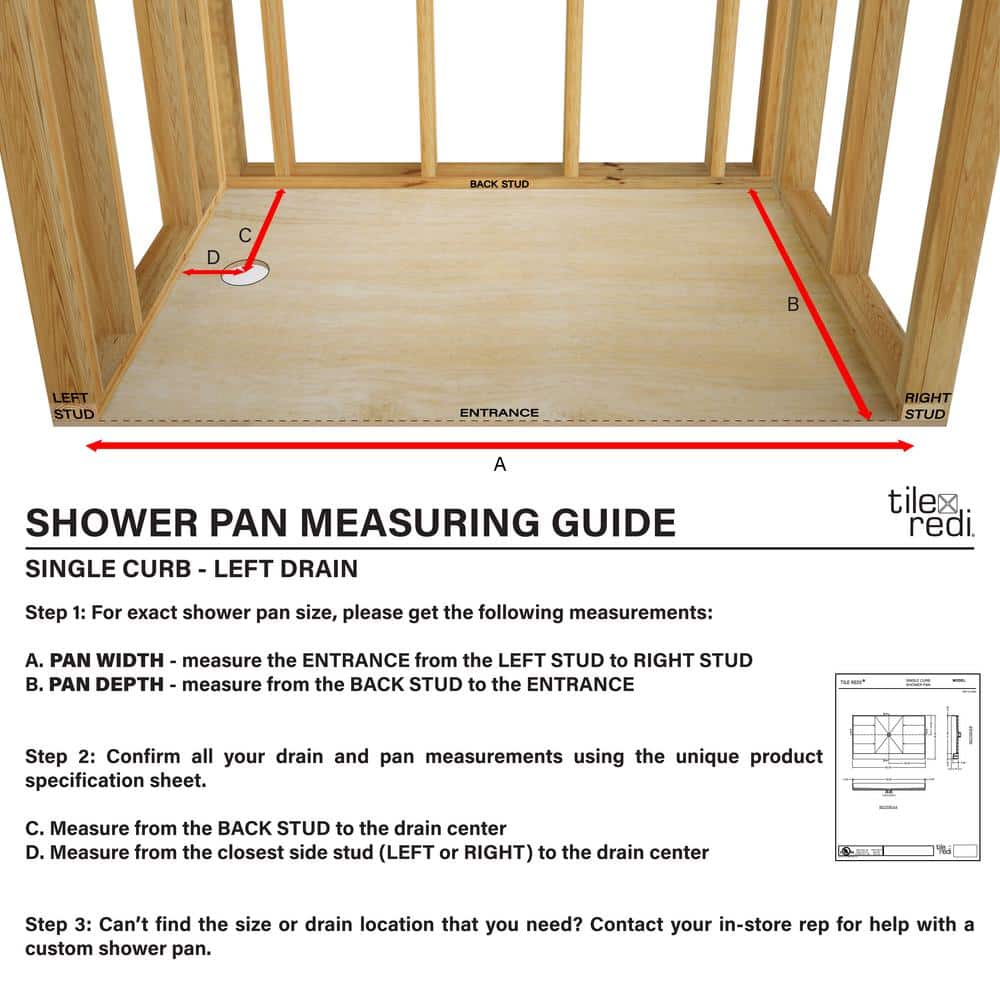 Tile Redi Redi Base 60 in. L 36 in. W Single Threshold Alcove Shower Pan Base with Drain and Drain Plate (4)