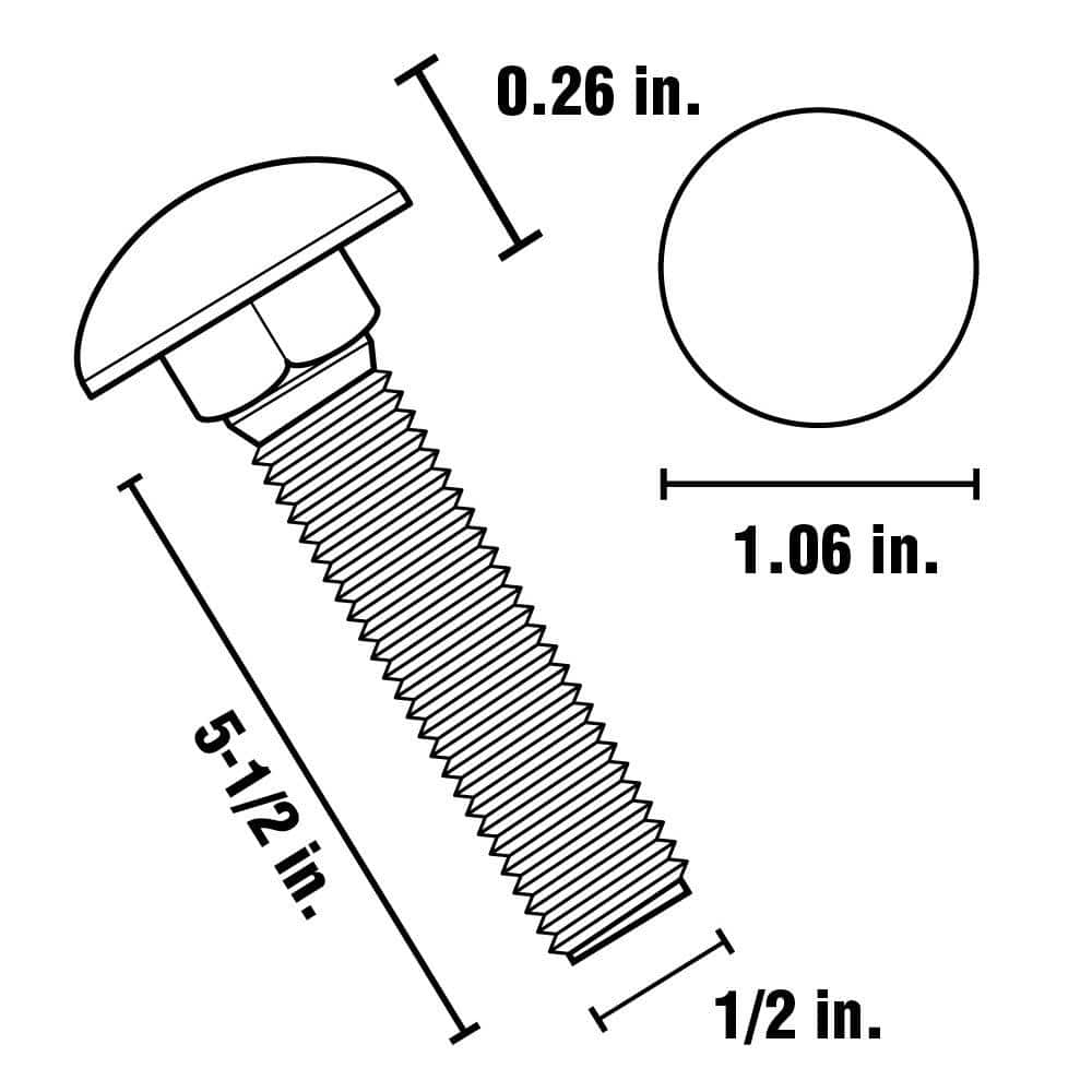 Everbilt 1/2 in.-13 x 5-1/2 in. Zinc Plated Carriage Bolt (4)