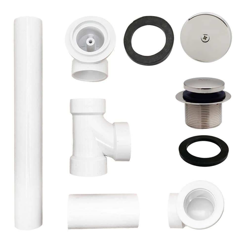Westbrass 1-1/2 in. 12 in. Bath Waste & Overflow with One-Hole Faceplate and Tip-Toe Drain - Sch. 40 PVC (3)