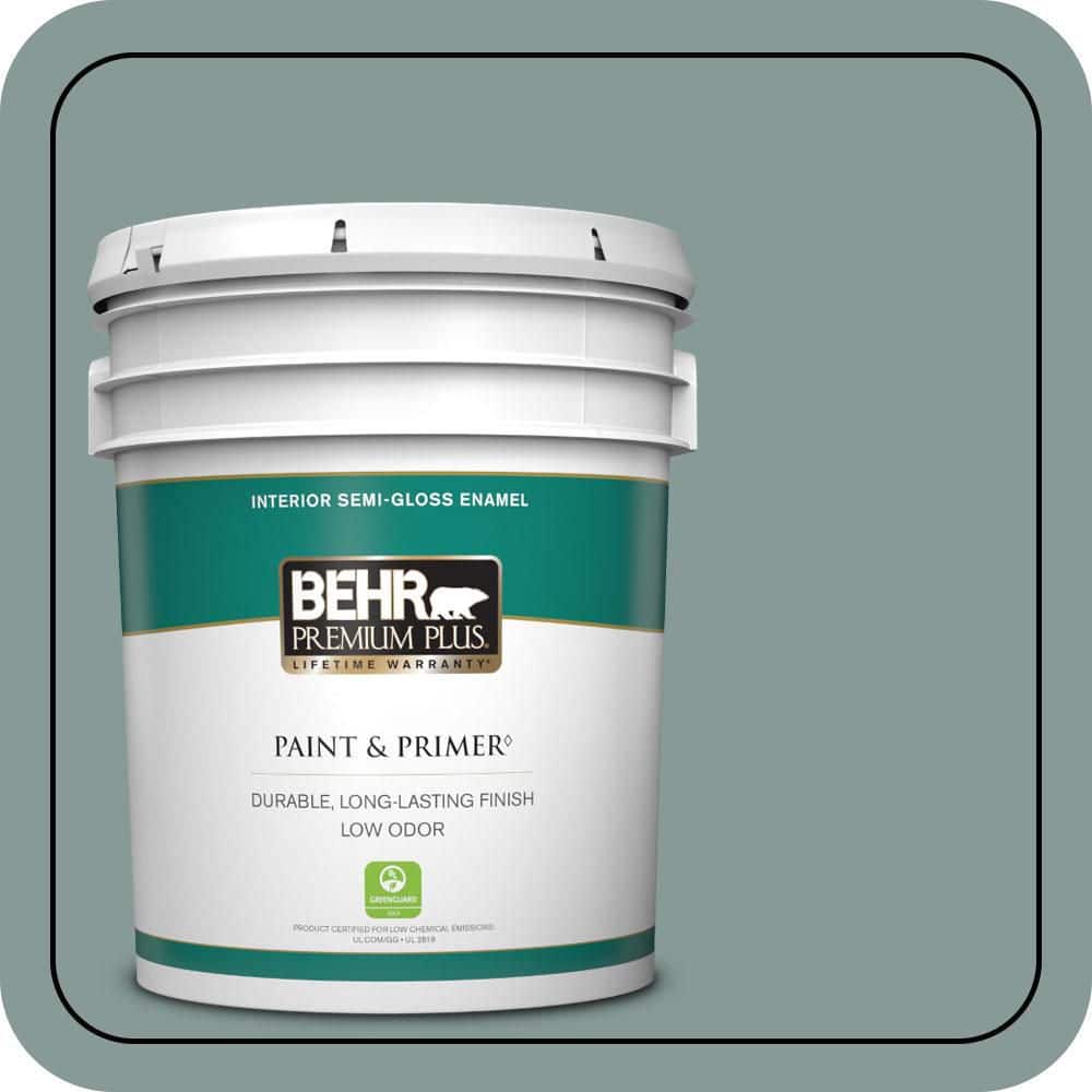 BEHR PREMIUM PLUS 5 gal. #N430-4 Rainy Afternoon Semi-Gloss Enamel Low Odor Interior Paint & Primer