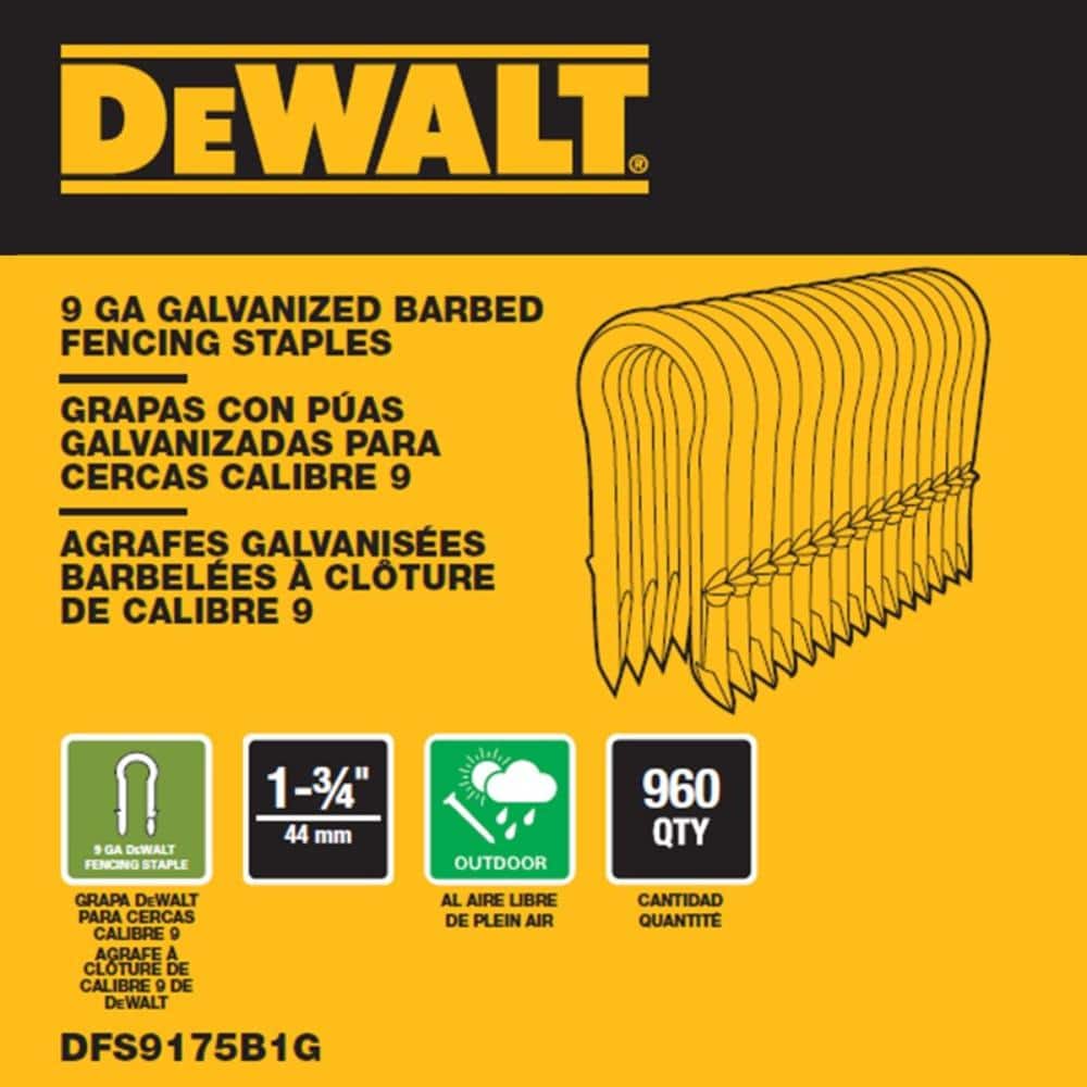 DEWALT 1.75 in. x 9-Gauge Galvanized Barbed Paper Tape Fencing Staples 2 Boxes (960 per Box) (3)