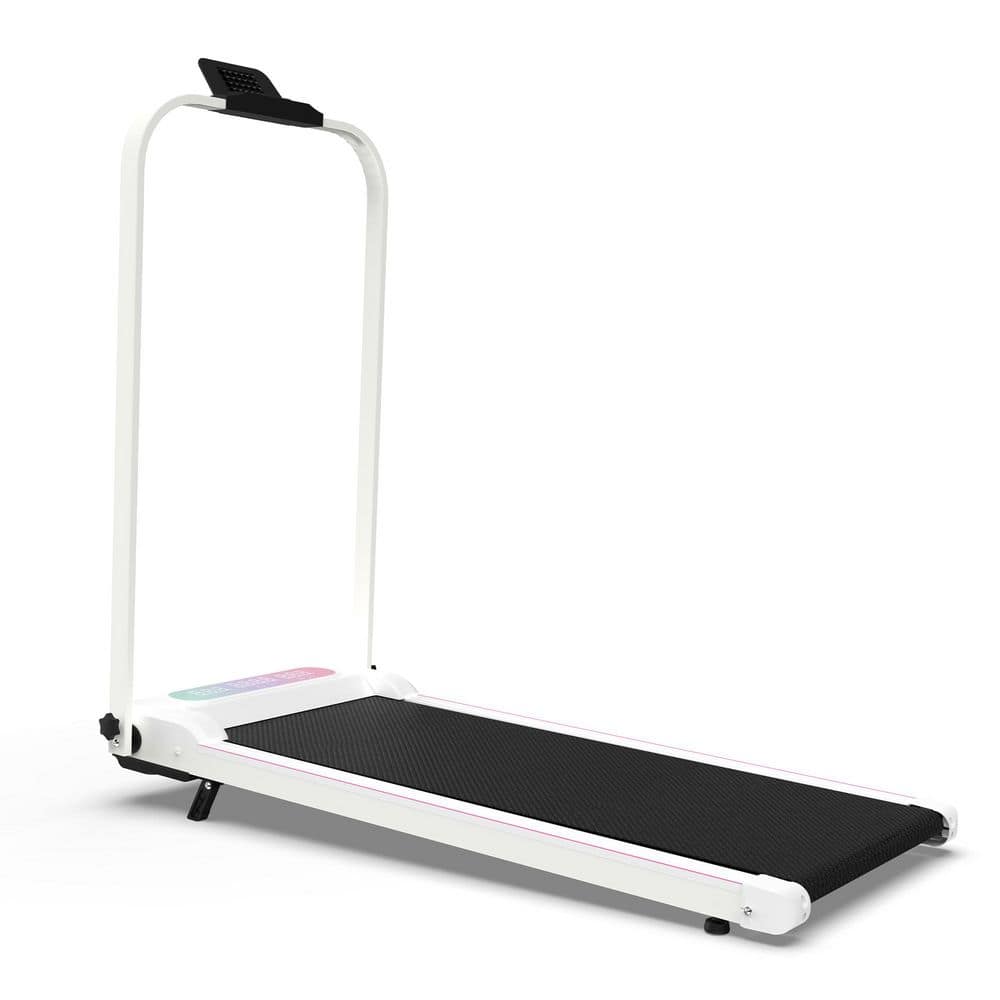 Tidoin 2 HP Black and White Metal Folding Portable 2-in-1 Under Desk Electric Treadmill with LED Display and 300 lb. Capacity (1)