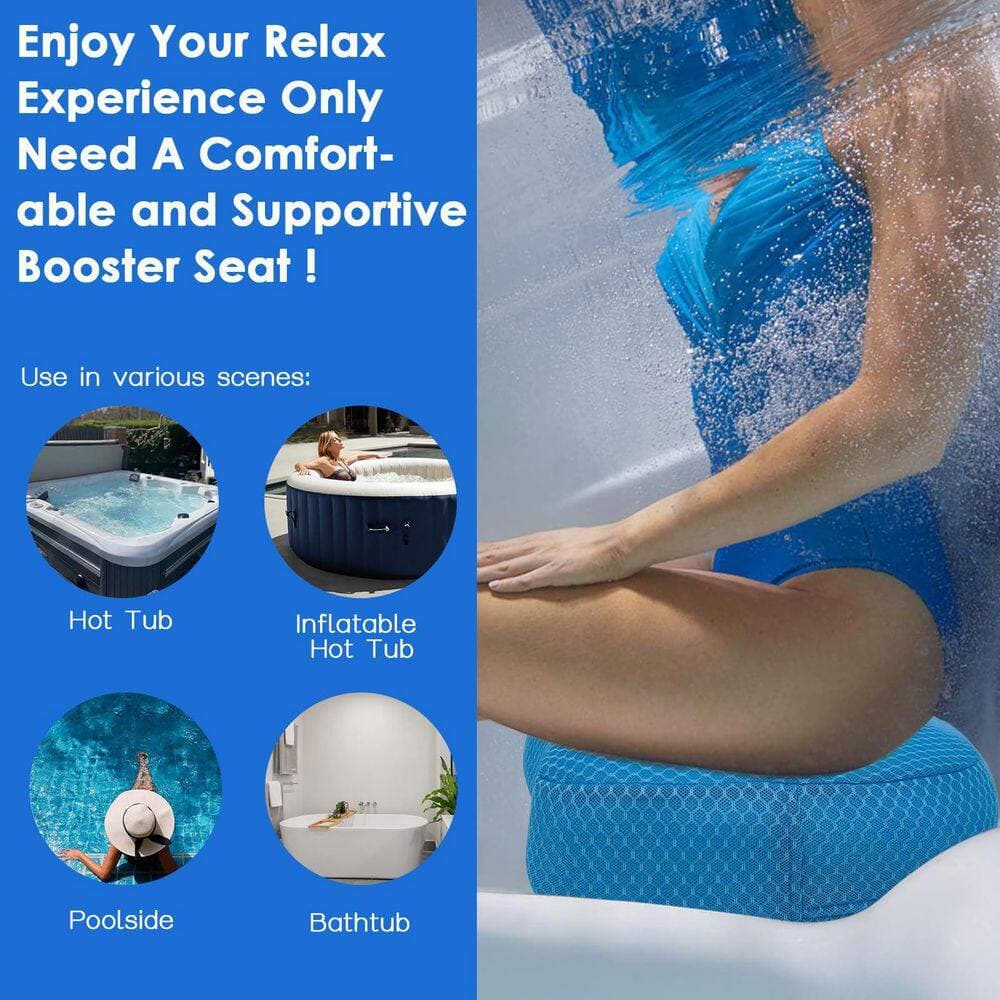 Wudkey 1-Piece Bath Accessory Set, Hot Tub Booster Seat for Adults, 5 in. Thick Supportive Cushion with Non-Slip Bottom, Blue (2)