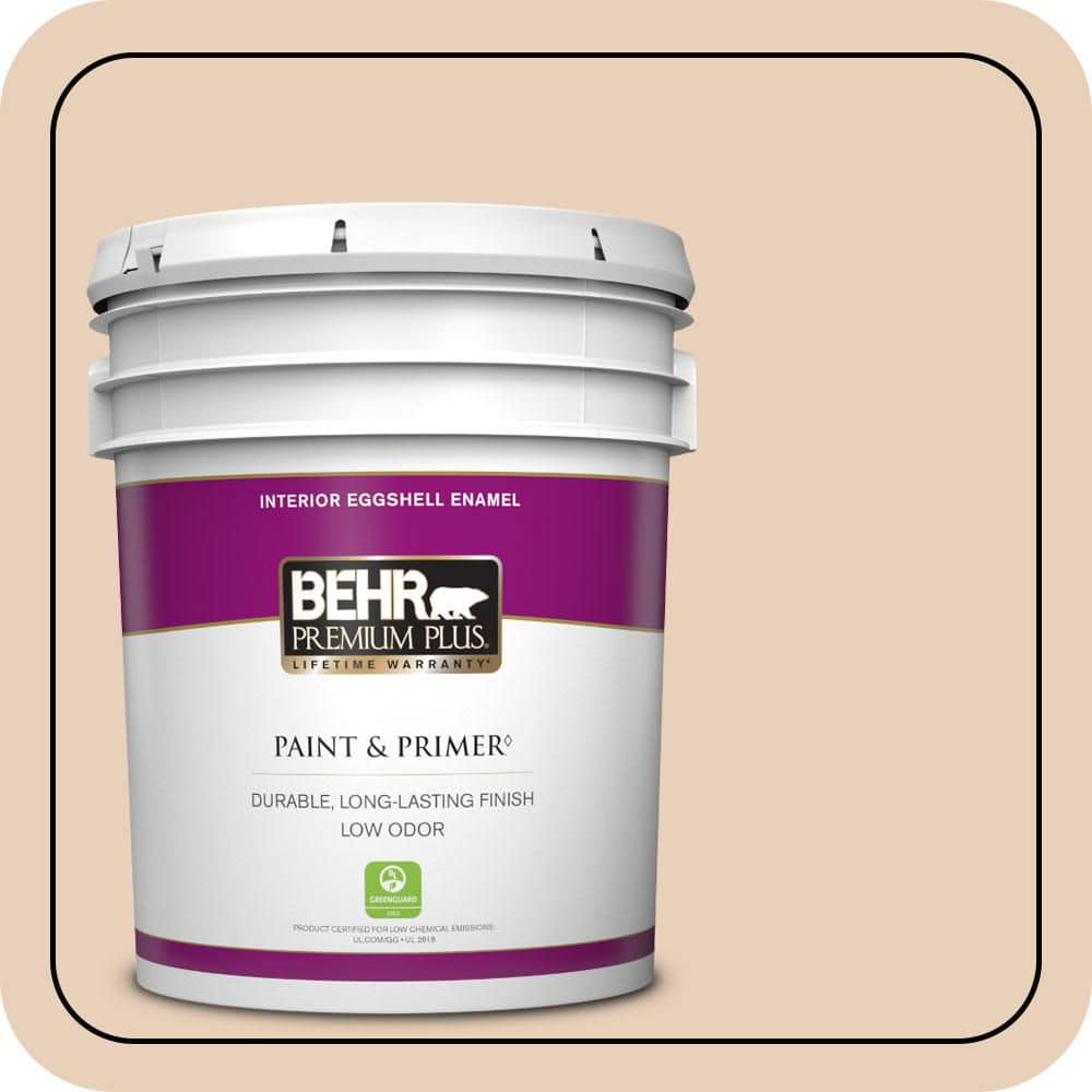 BEHR PREMIUM PLUS 5 gal. #S230-1 Buff Tone Eggshell Enamel Low Odor Interior Paint & Primer