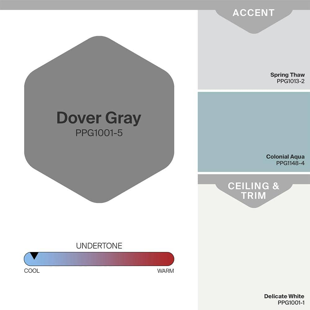 Glidden 8 oz. PPG1001-5 Dover Gray Satin Interior Paint Sample (4)