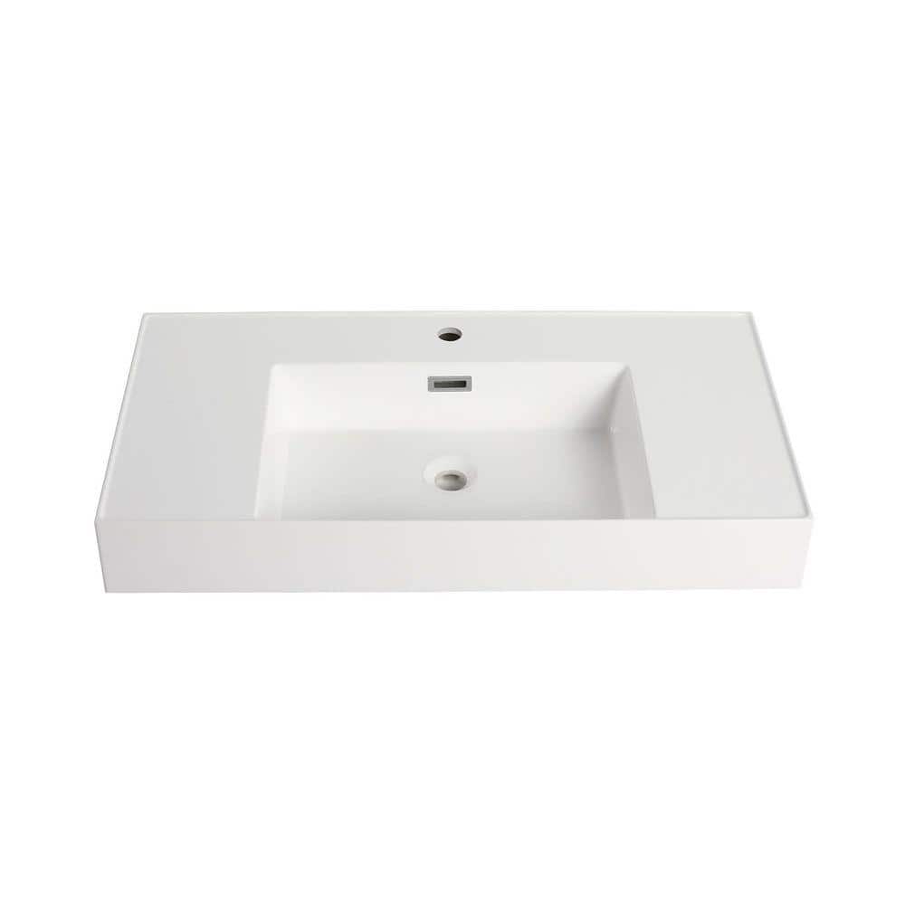 TCYO 36 in. W x 18 in. D Cultured Marble Vanity Top in White (1)