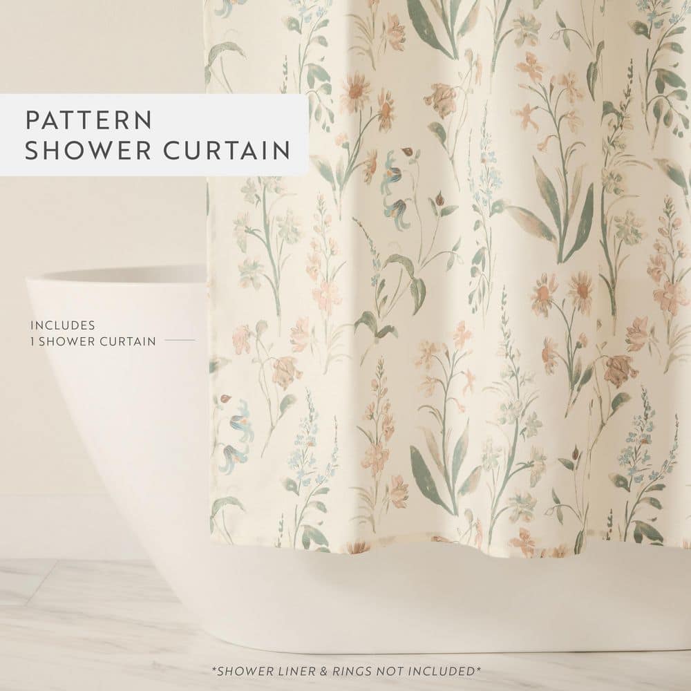 Becky Cameron 72 in. W x 72 in. L Timeless Floral Polyester Shower Curtain in Natural (3)
