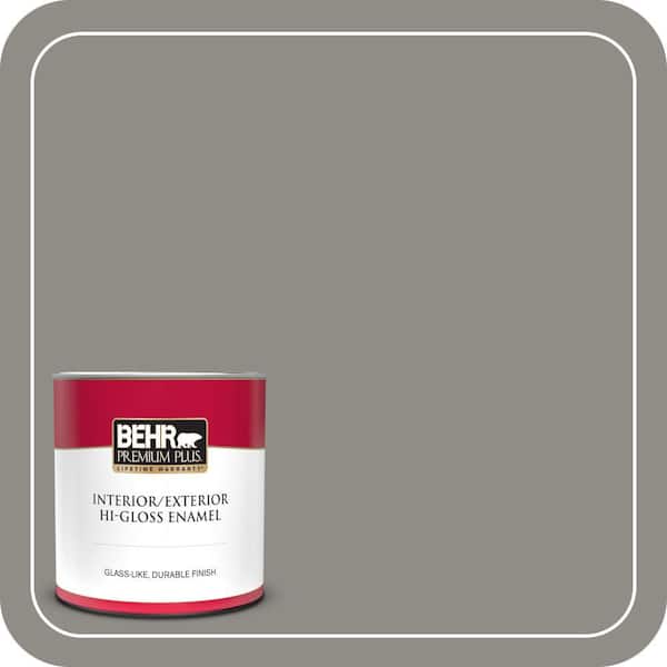 BEHR PREMIUM PLUS 1 qt. #PPU24-08 Parador Stone Hi-Gloss Enamel Interior/Exterior Paint & Primer (2)