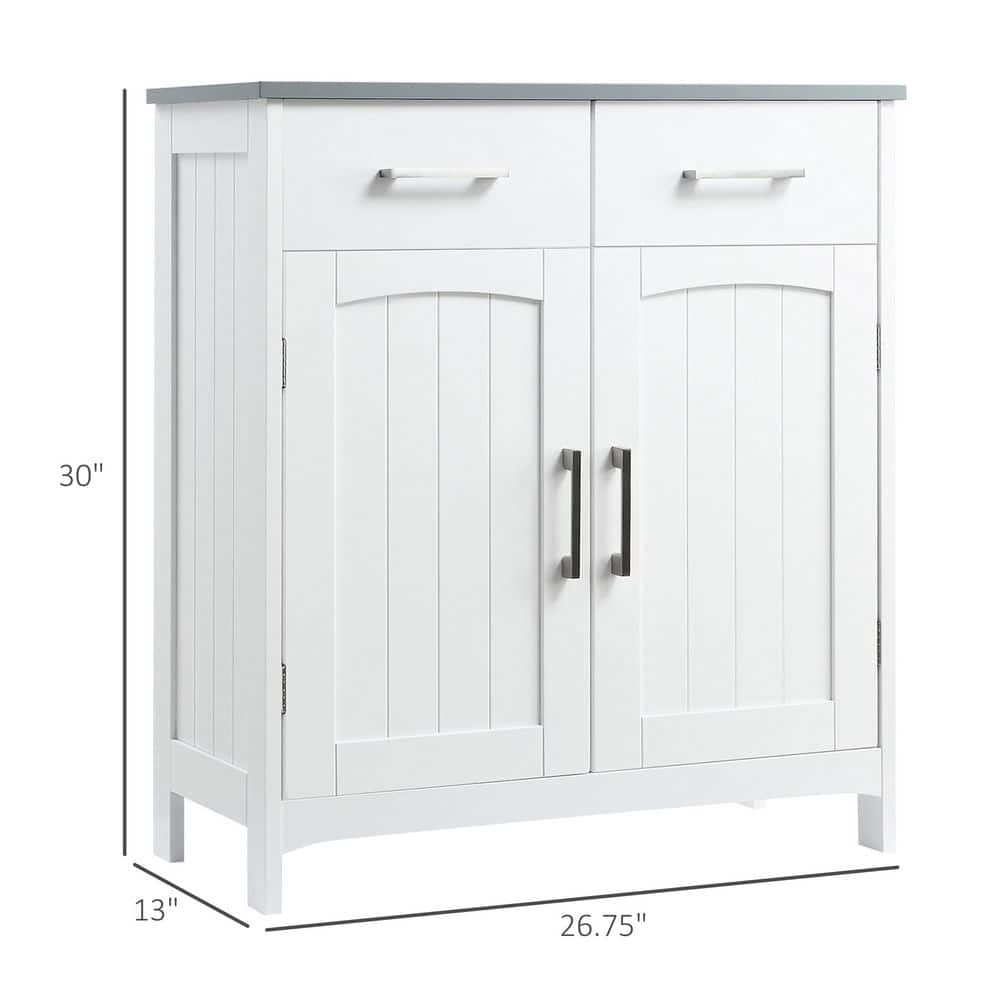 Buruis 26.8 in. W x 13 in. D x 30 in. H White Bathroom Linen Cabinet with 2-Doors and 2-Drawers (1)