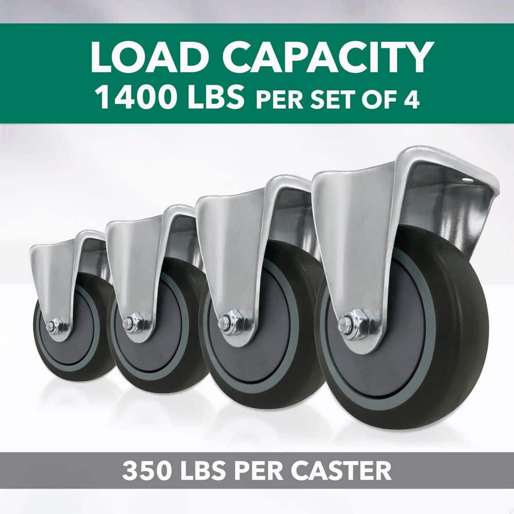Everbilt 5 in. Gray Rubber Like TPR and Steel Rigid Plate Caster with 350 lb. Load Rating (4)