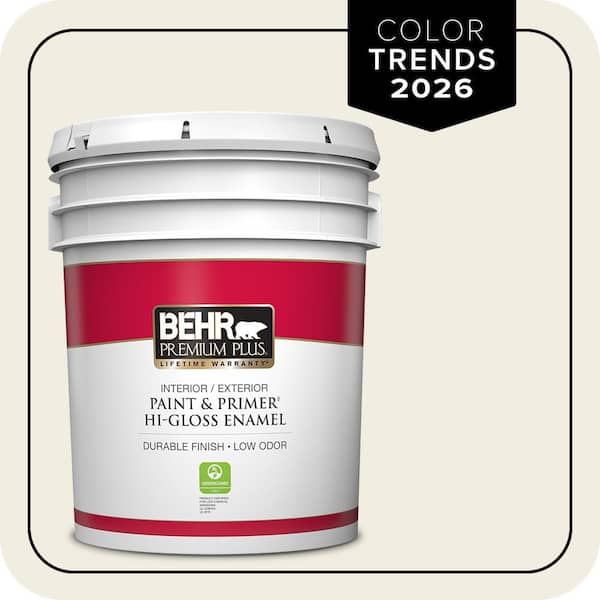BEHR PREMIUM PLUS 5 gal. Designer Collection #DC-003 Blank Canvas Hi-Gloss Enamel Interior/Exterior Paint & Primer (2)