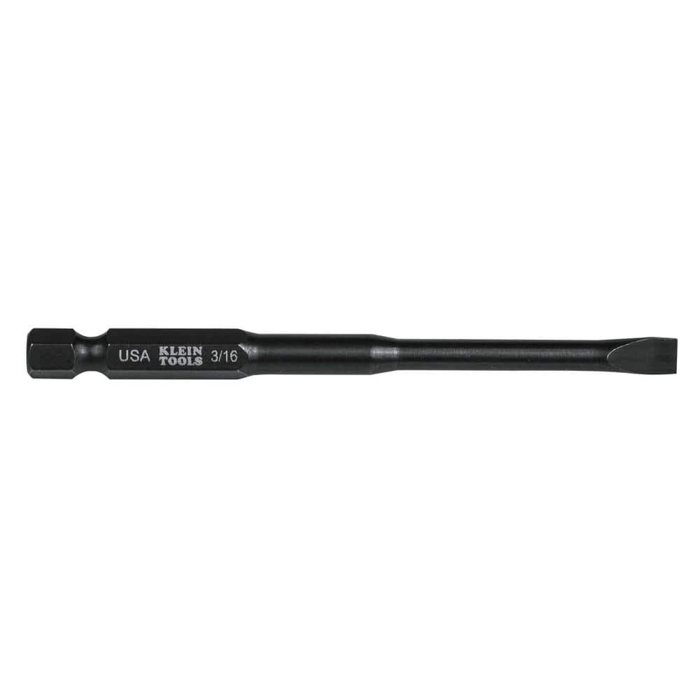 Klein Tools 3/16 in. Slotted 3-1/2 in. Steel Power Driver Bit (5-Pack) (1)