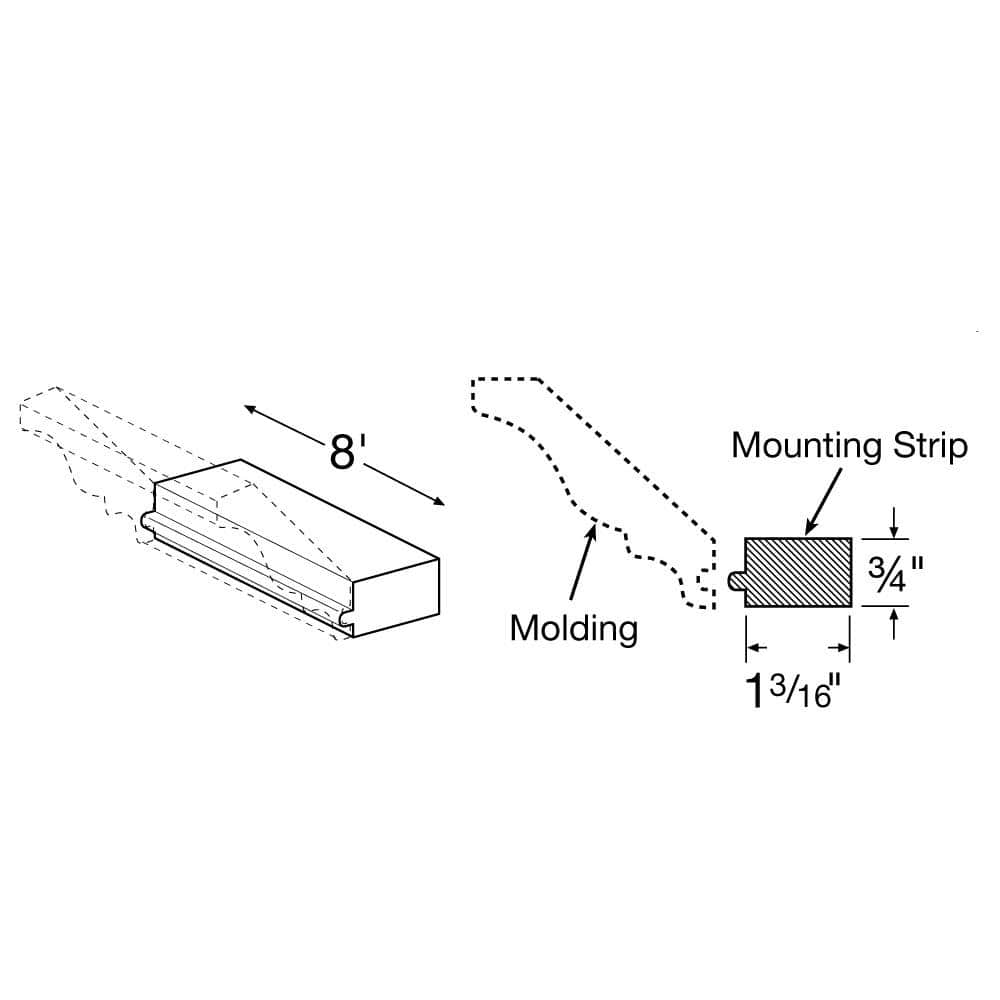 Home Decorators Collection 96 in. x 0.75 in. x 1.25 in. Top Molding Mounting Strip in natural finish (3)