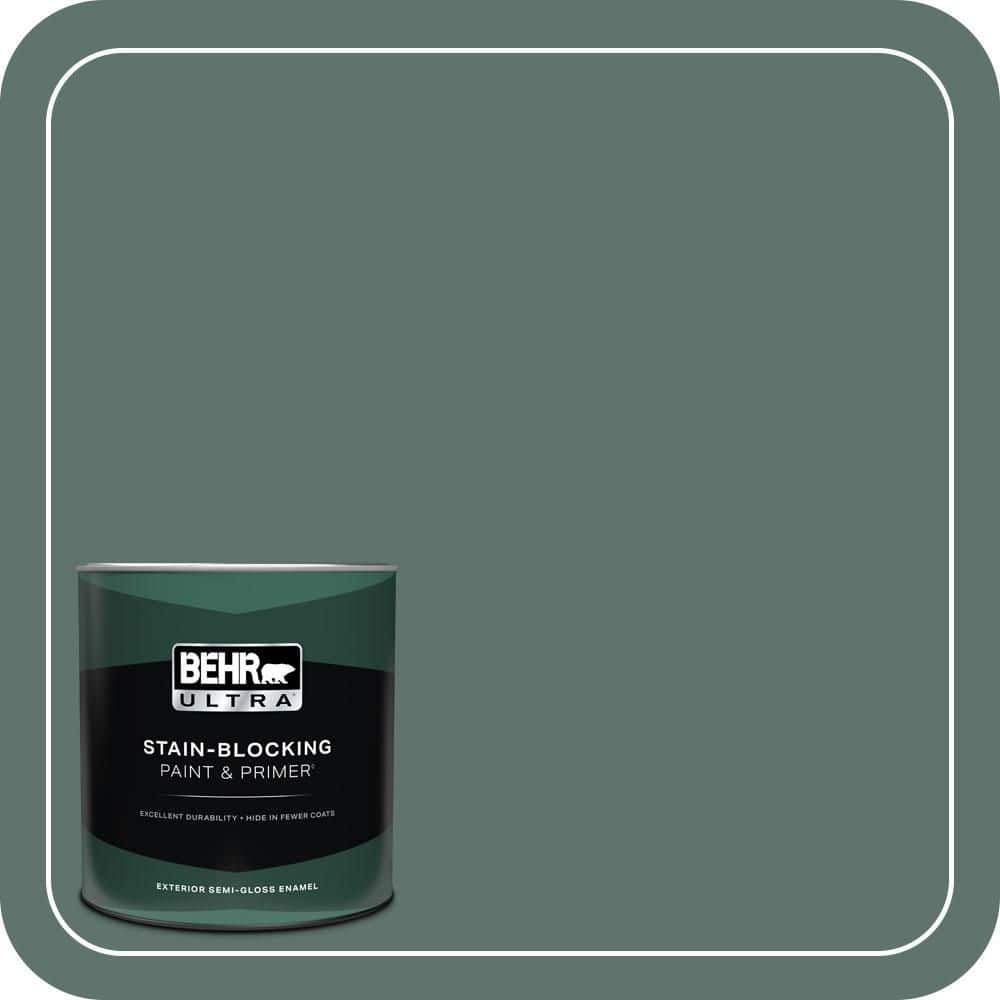 BEHR ULTRA 1 qt. #PPU12-17 Cameroon Green Semi-Gloss Enamel Exterior Paint & Primer