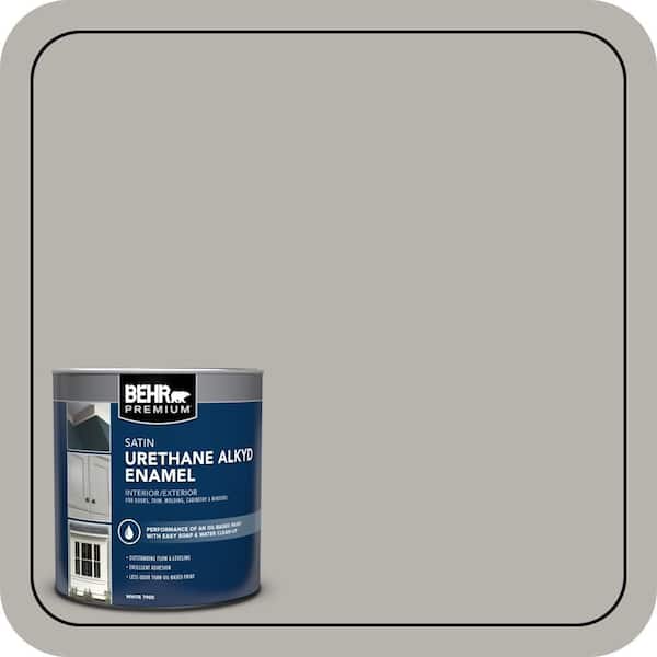 BEHR PREMIUM 1 qt. #PPU24-11 Greige Urethane Alkyd Satin Enamel Interior/Exterior Paint (2)