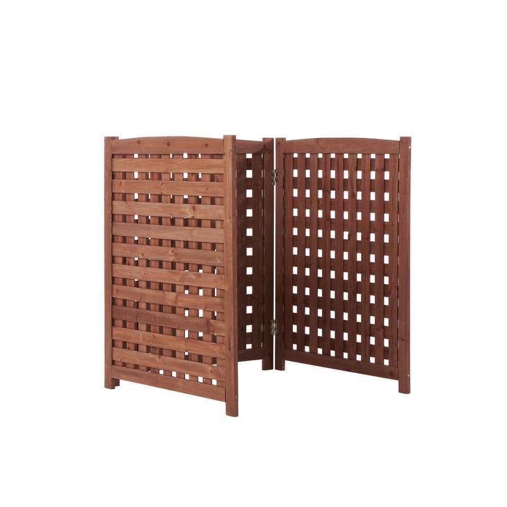 Unbranded Air Conditioner Fence Screen Outside, Cedar Privacy Fence 3-Panels to Hide AC and Trash Enclosure