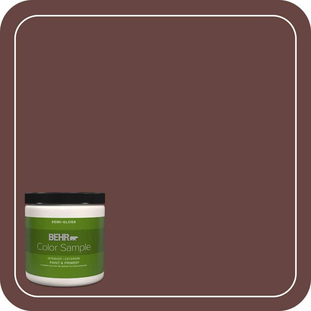 BEHR PREMIUM PLUS 8 oz. #S-G-730 Tawny Port Semi-Gloss Interior/Exterior Paint & Primer Color Sample