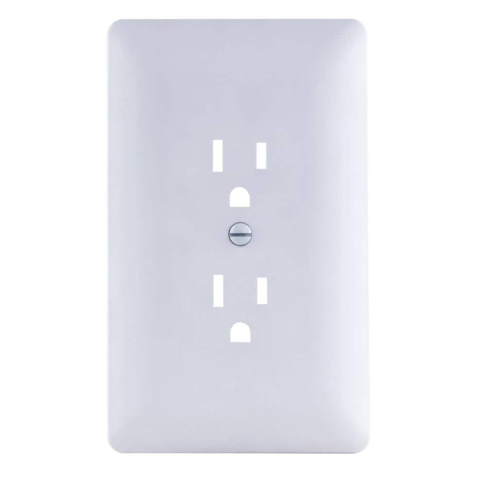 Commercial Electric 1-Gang Textured Plastic Duplex Outlet Wall Plate Cover-Up, White (Paintable) (1)