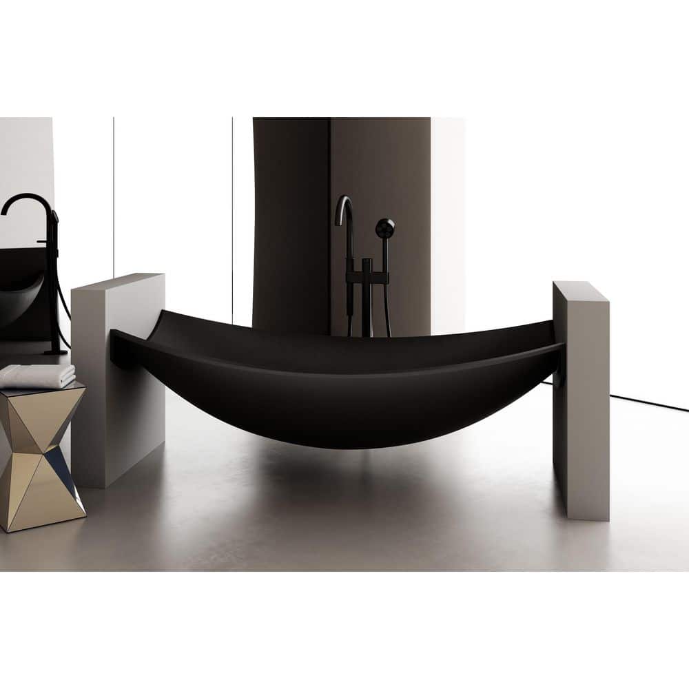 ALFI BRAND Hammock Tub 2 BM 71 in. Stone Resin Rectangular Drop-in Suspended Wall Mounted Bathtub in Black Matte (2)