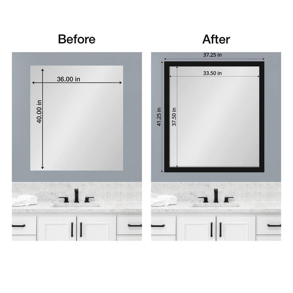 Amanti Art Mirror Makeover Avon Black 41.25 in. W x 37.25 in. H Bathroom Mirror Frame Border Kit-Fits a 40 x 36 Mirror (2)