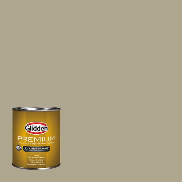 Glidden Premium 1 qt. Olive Gray PPG1027-4 Satin Exterior Latex Paint (2)
