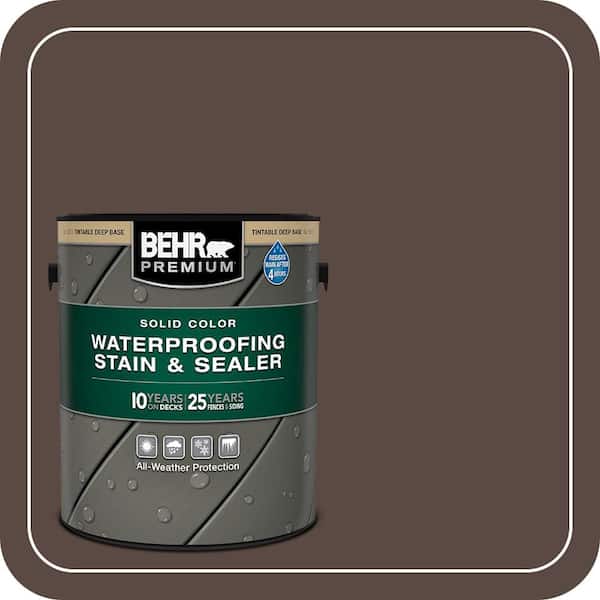 BEHR PREMIUM 1 gal. #SC-105 Padre Brown Solid Color Waterproofing Exterior Wood Stain and Sealer (2)