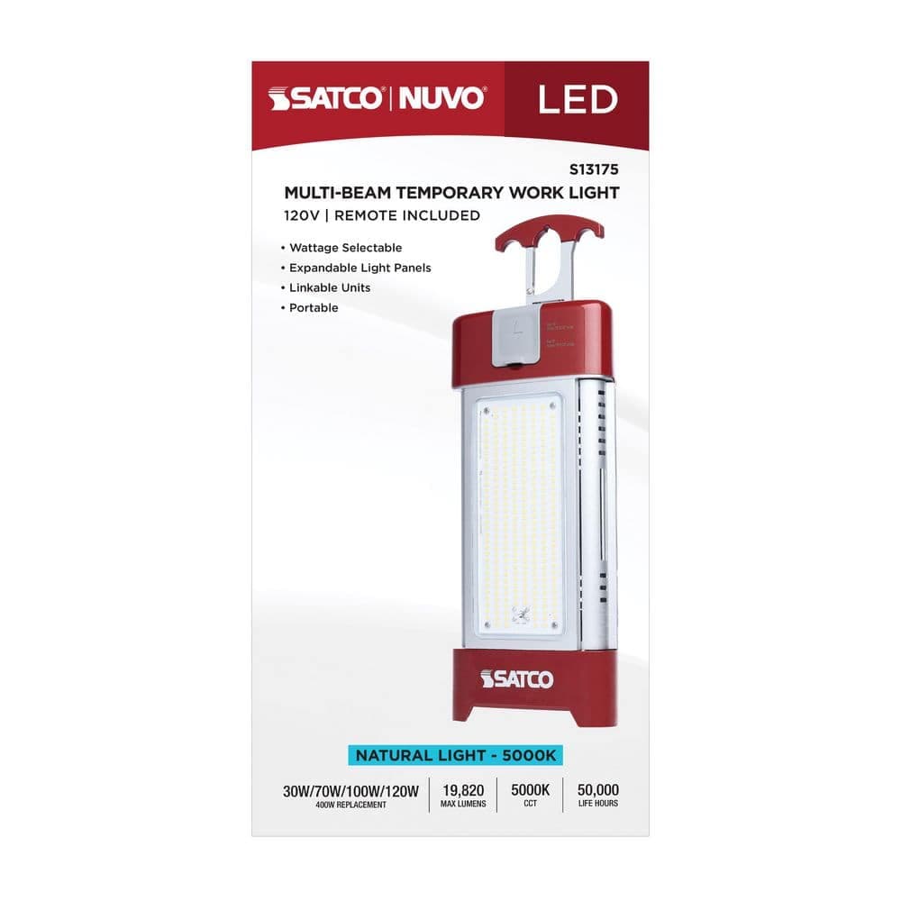 SATCO 30/70/100/120-Watt 120 Volt Integrated LED Red Work Light with Remote; 5000K CCT 19,820 Lumens (2)