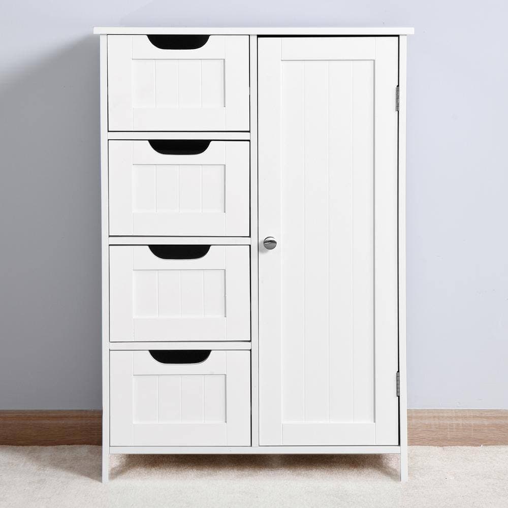 Cesicia 22.05 in. W x 11.81 in. D x 32.28 in. H White Linen Cabinet with Adjustable Shelf (2)