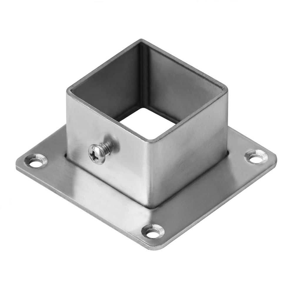 Afoxsos Square Post Flange Base 1-1/4 Inch Stainless Steel Metal Floor Deck Rail Systems for Fence or Deck Mount 8 Pack (2)