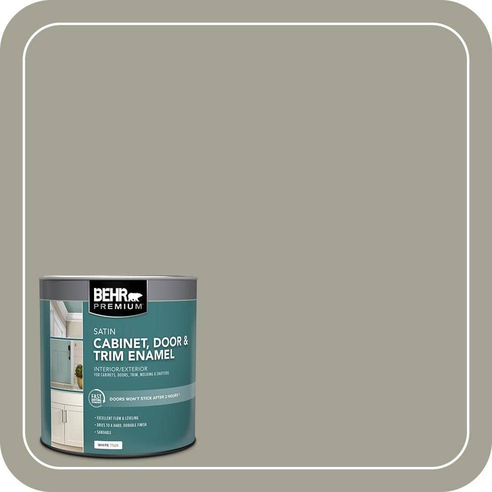 BEHR PREMIUM 1 qt. #HDC-NT-01 Woodland Sage Satin Enamel Interior/Exterior Cabinet, Door & Trim Paint (1)
