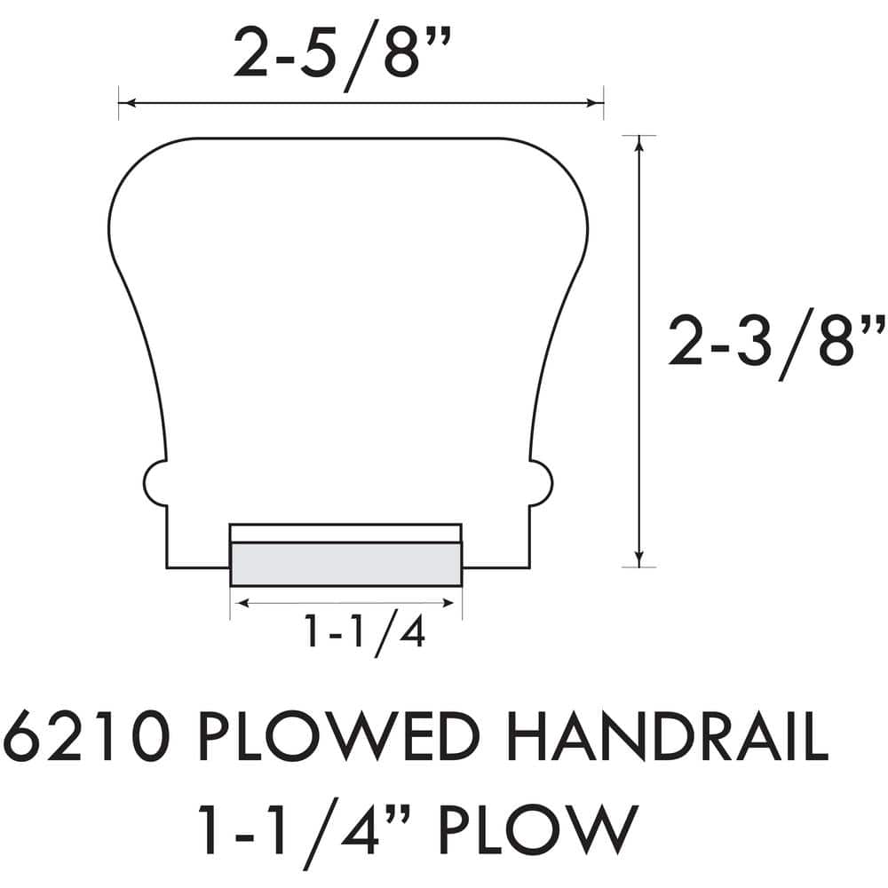 EVERMARK Stair Parts 6210 8 ft. Unfinished Red Oak Plowed Handrail with Fillet (2)