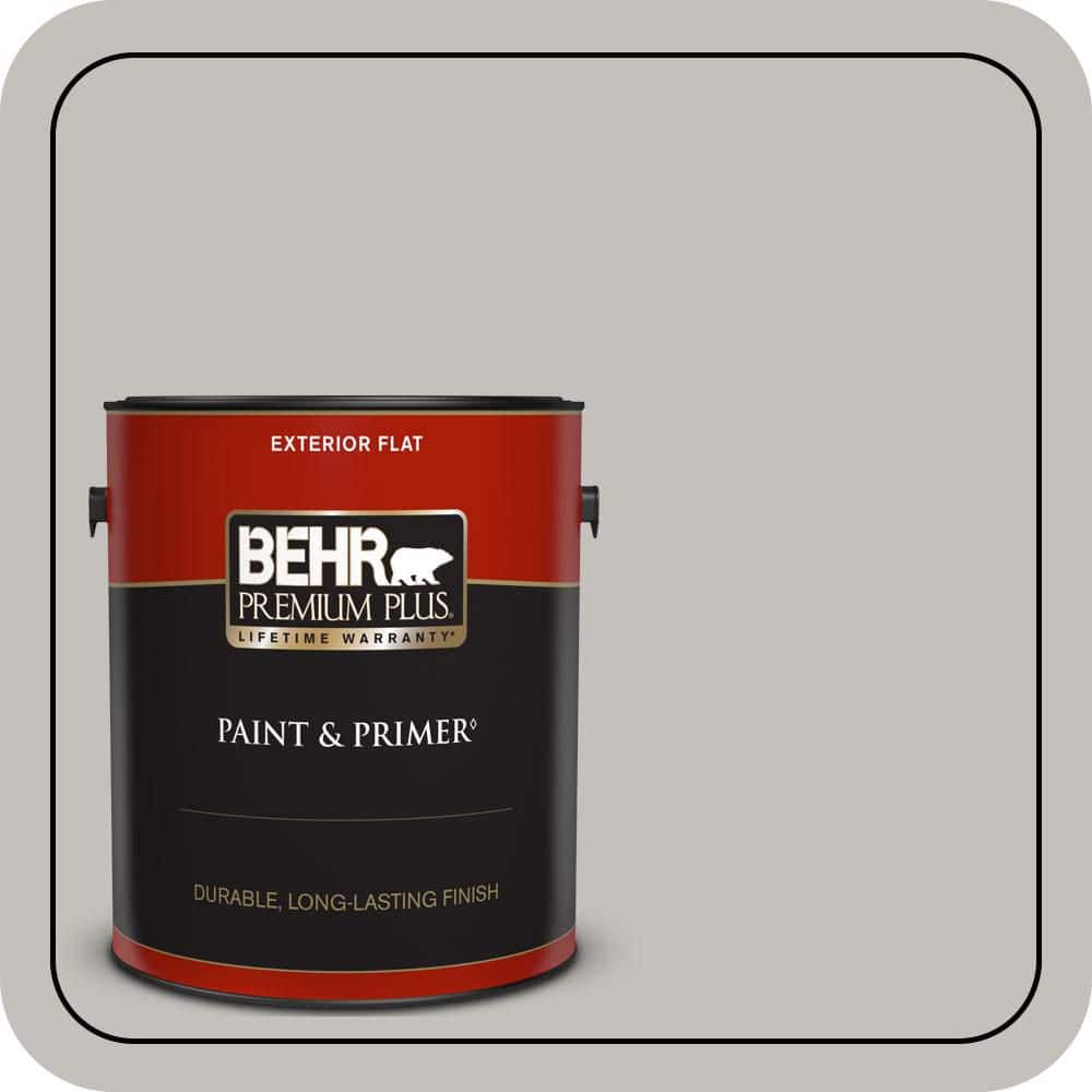 BEHR PREMIUM PLUS 1 gal. #PPU18-10 Natural Gray Flat Exterior Paint & Primer