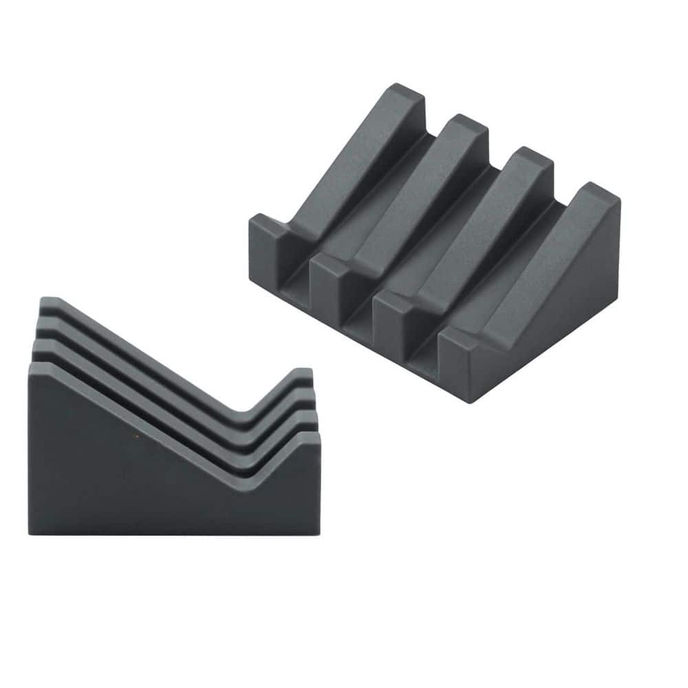 Numhew 2-Pack Self-Draining Silicone Soap Dish with Waterfall Drying Design for Shower, Bathroom, Kitchen Sink in Gray (1)