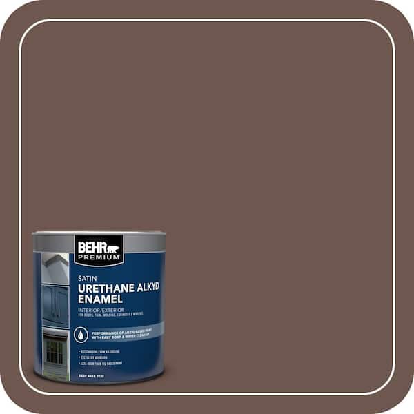 BEHR PREMIUM 1 qt. #N170-6 Natural Bark Satin Enamel Urethane Alkyd Interior/Exterior Paint (2)