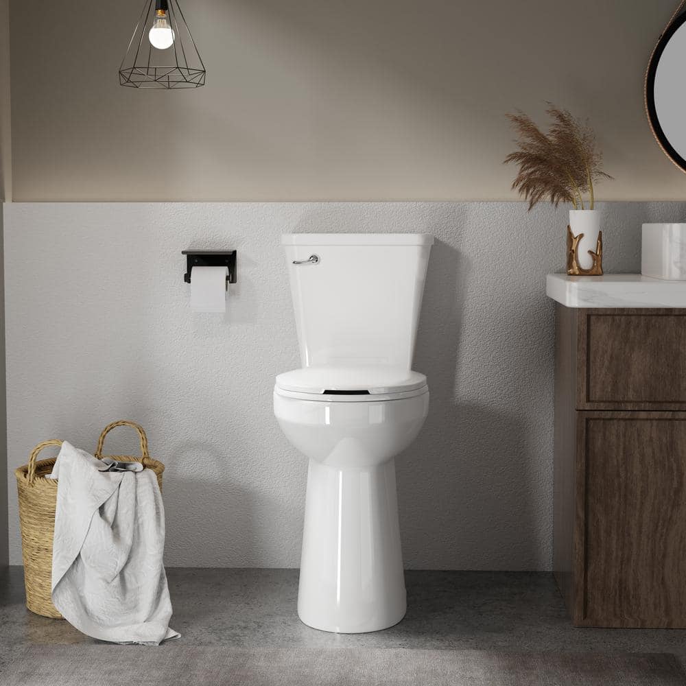 Tall Toilets for Seniors 21 in 2-Piece 1.28 GPF Single Flush Elongated Raised Toilet in White, Soft Close Seat Included (2)